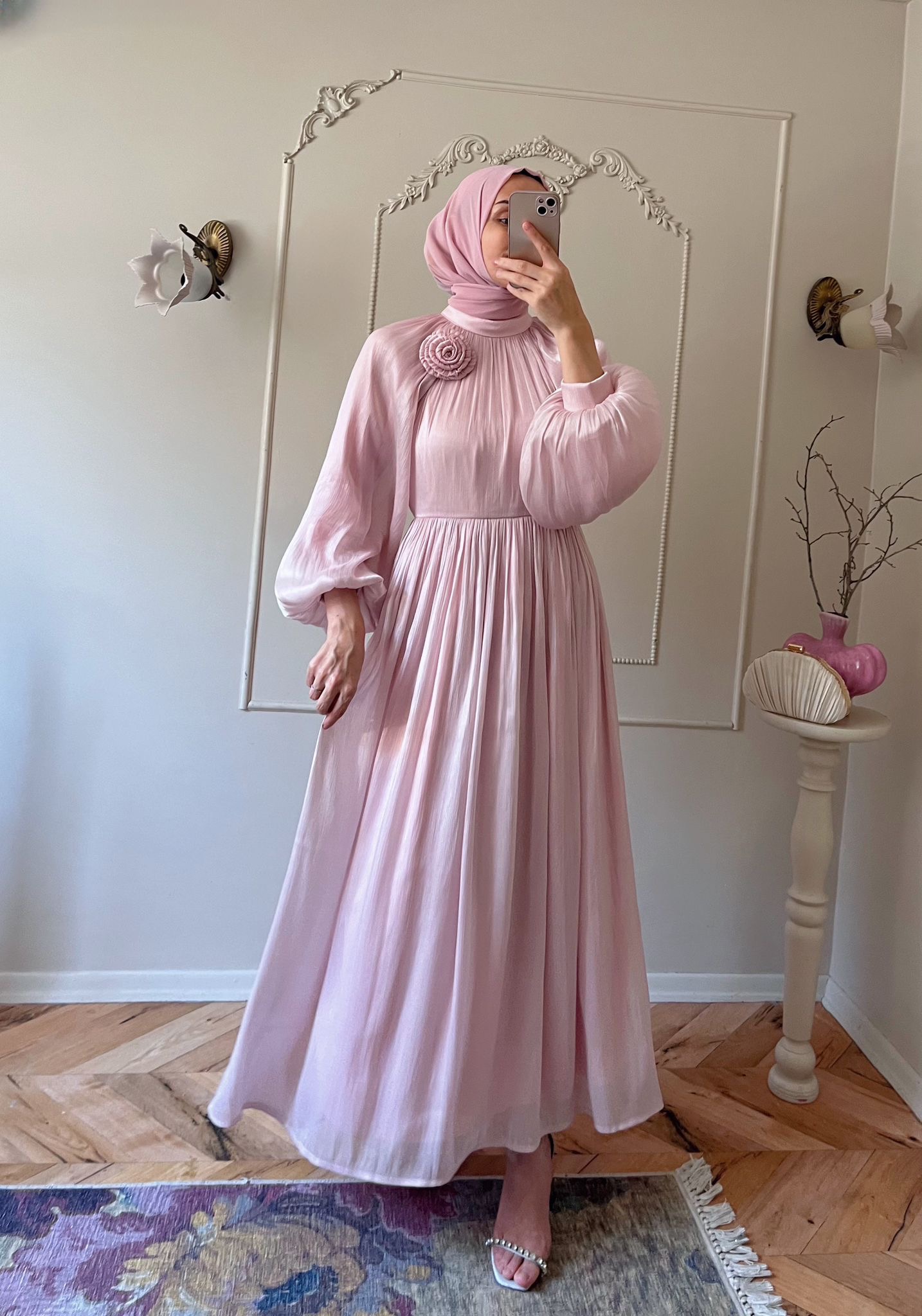 Gül Detaylı Organze 